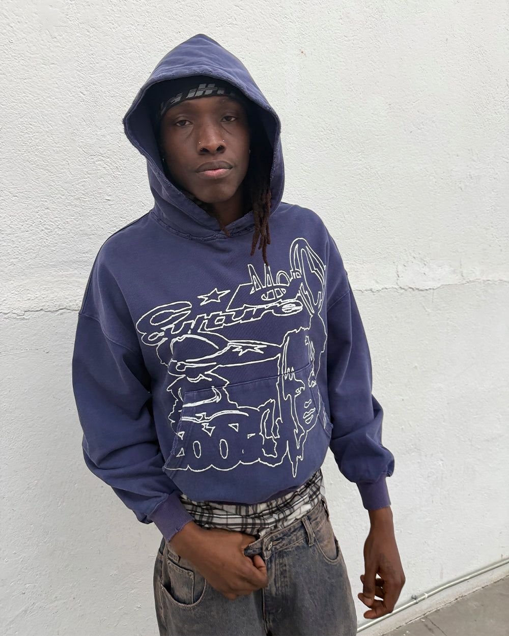 COOL CAP HOODIE MID BLUE WASHED