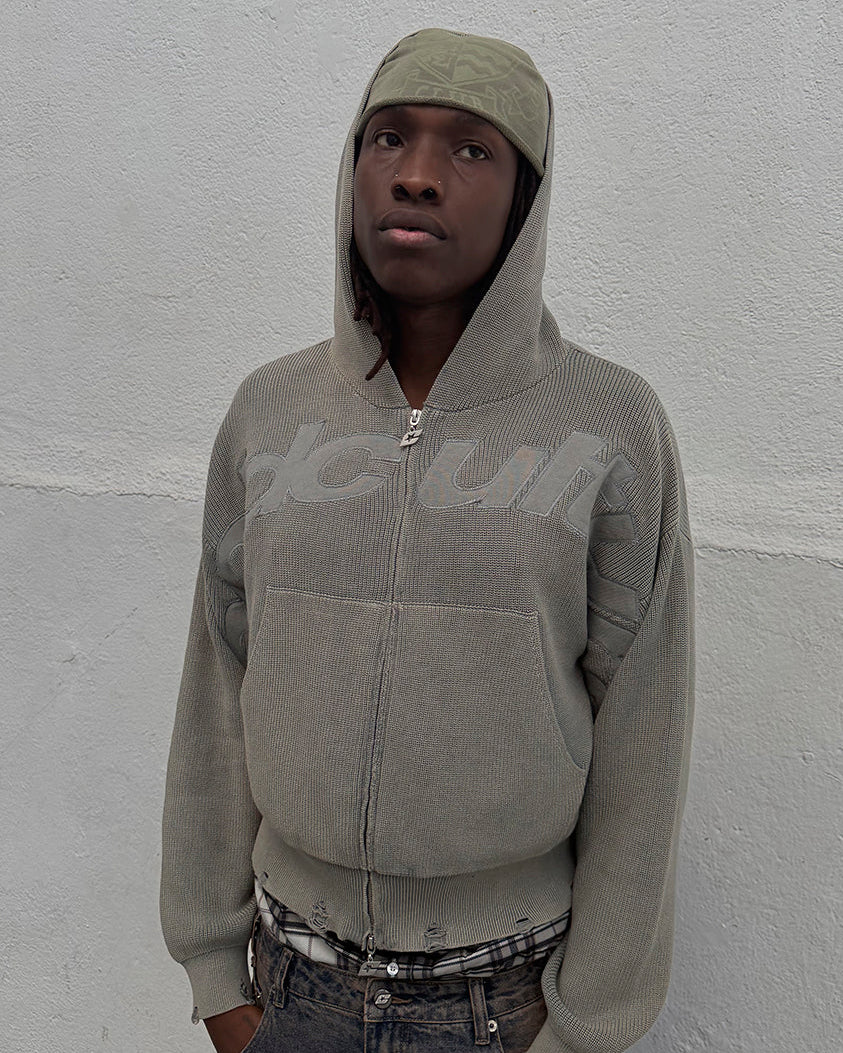 GRID ZIP HOODIE TARTAN DARK BLUE/GREY