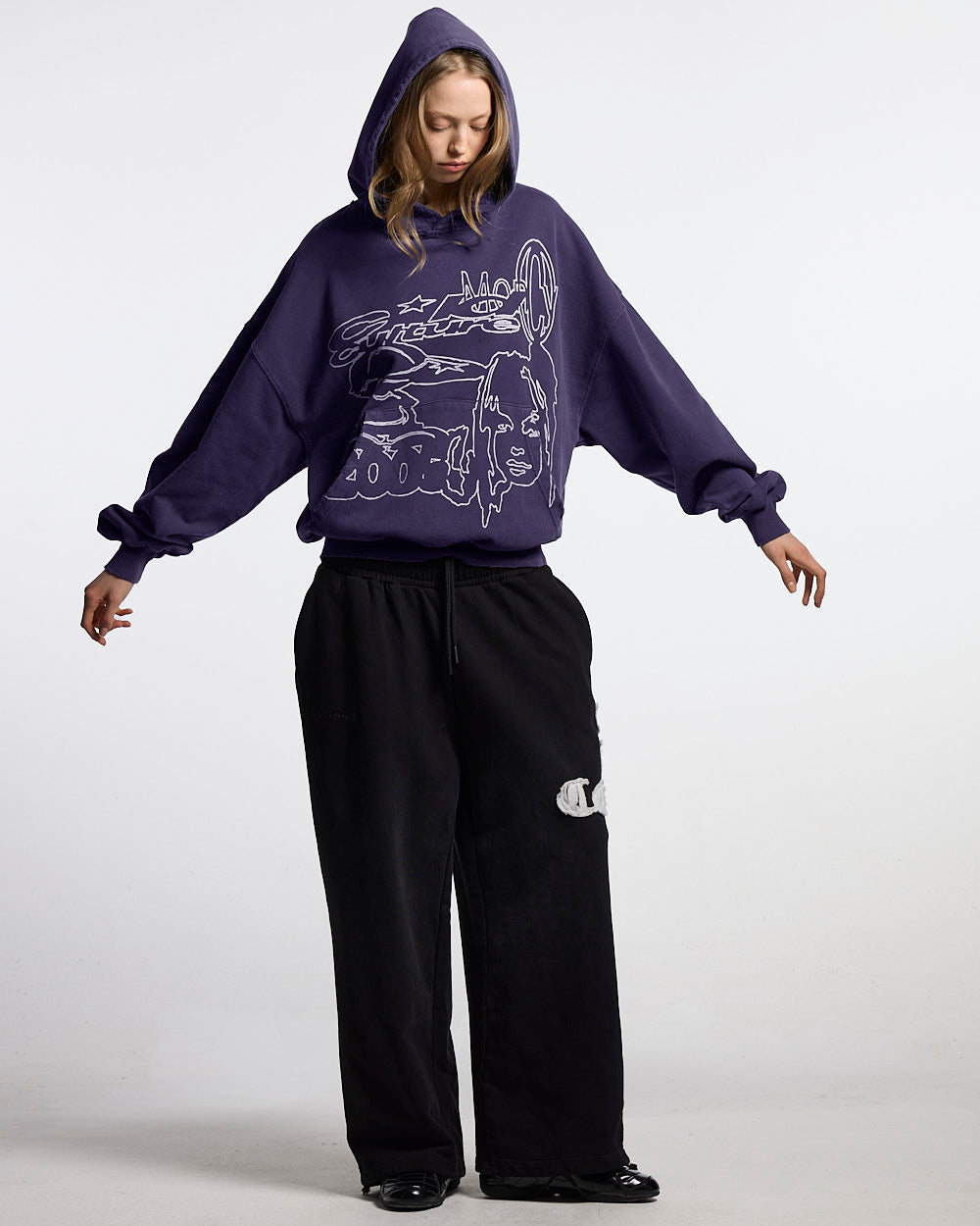 COOL CAP HOODIE MID BLUE WASHED