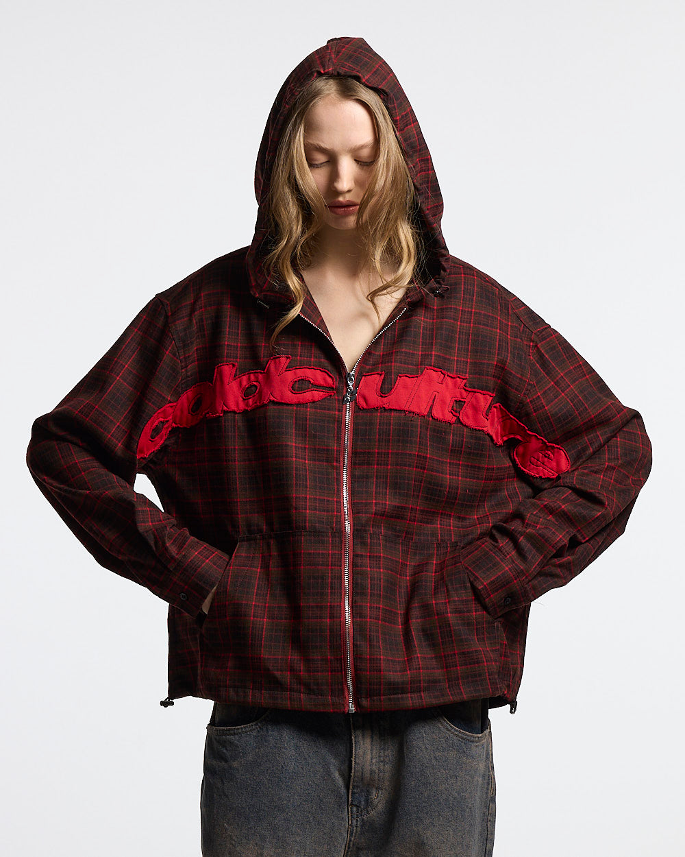 MEMPHIS HOODED SHIRT RED & BLACK TARTAN