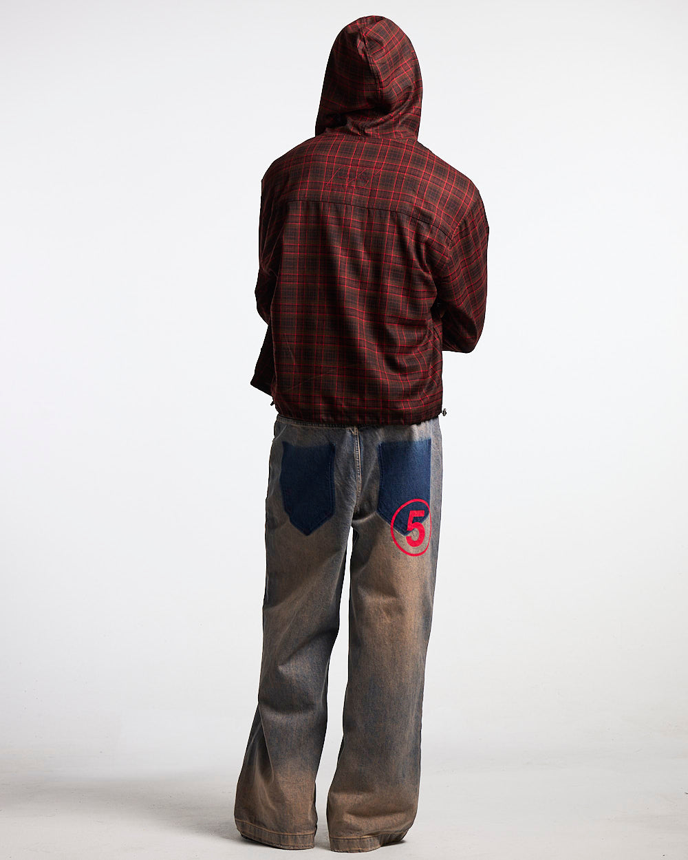 MEMPHIS HOODED SHIRT RED & BLACK TARTAN