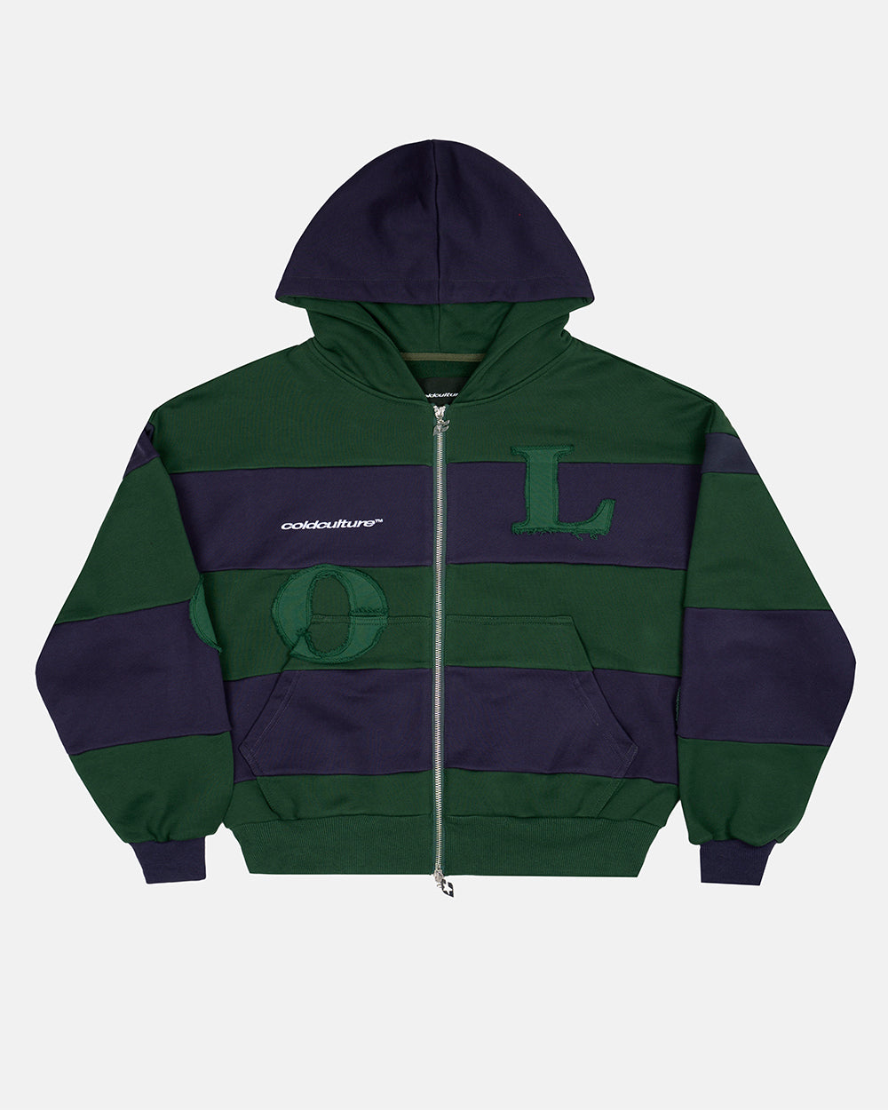 PUZZLE ZIP HOODIE GREEN & NAVY