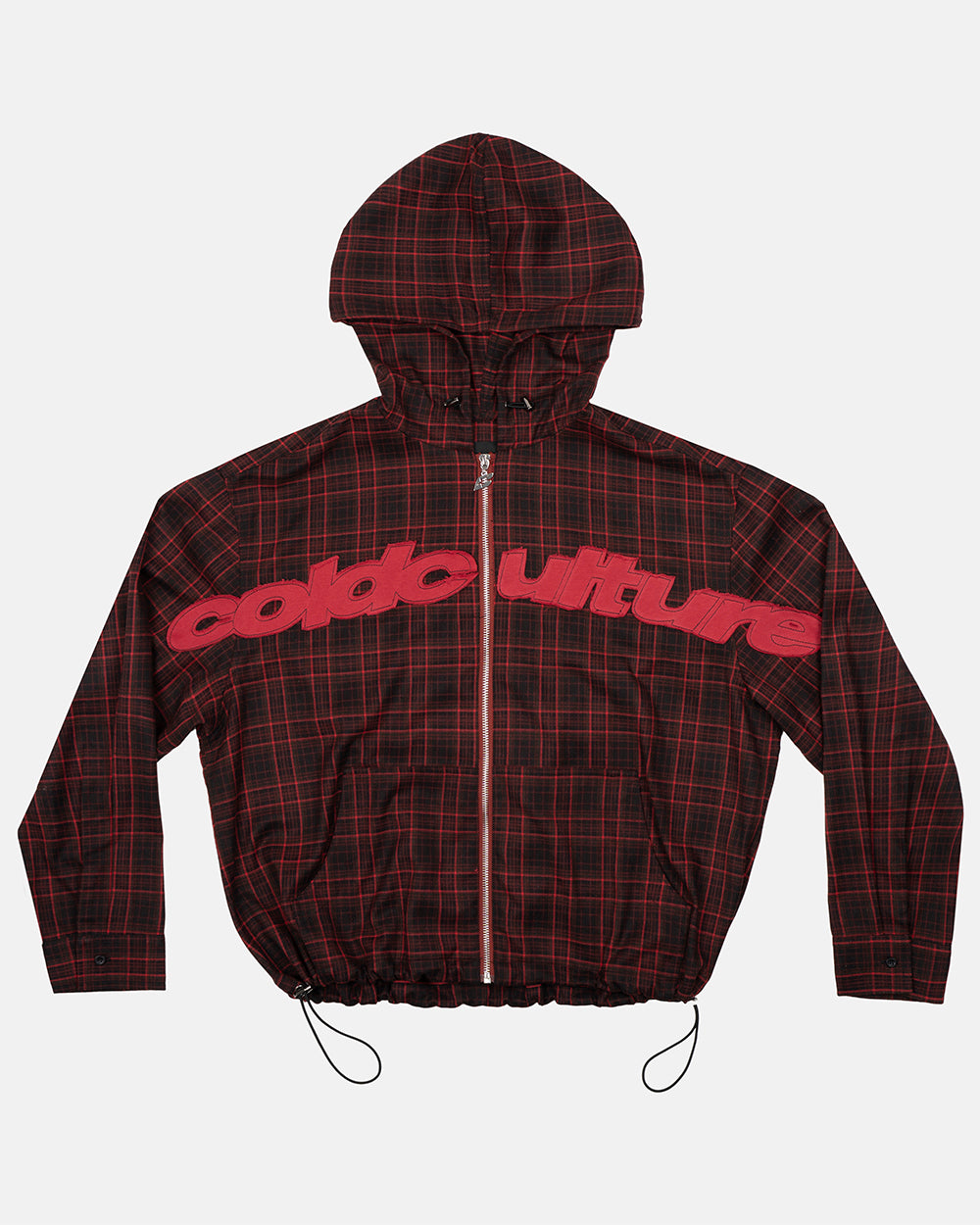 MEMPHIS HOODED SHIRT RED & BLACK TARTAN