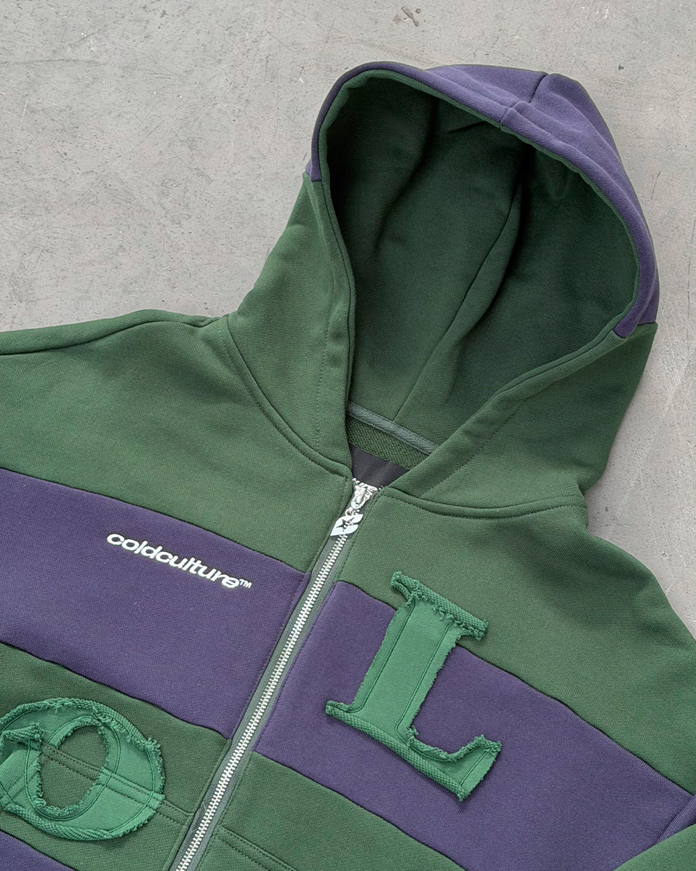 PUZZLE ZIP HOODIE GREEN & NAVY