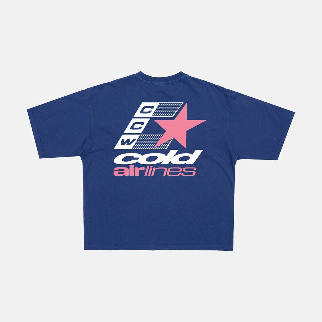 AIRLINES TEE INTENSE BLUE - Cold Culture