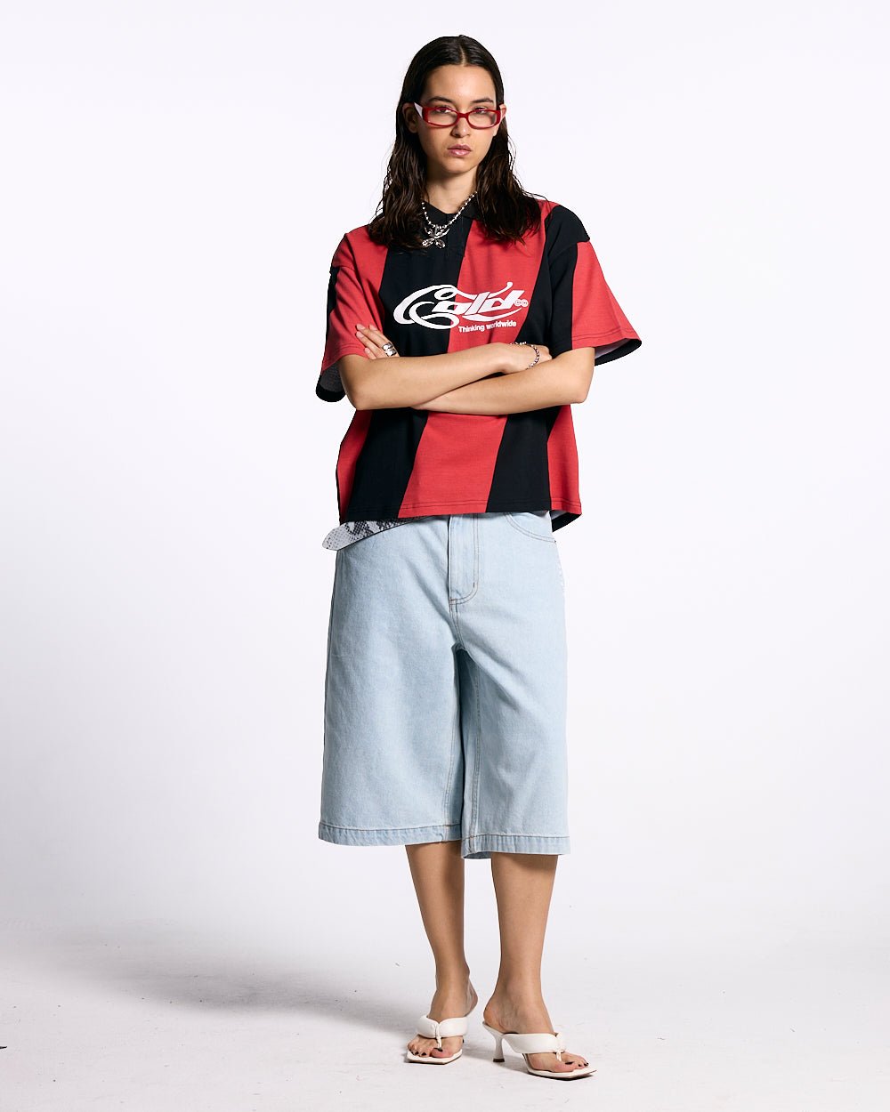 ASLANT STRIPES POLO TEE BLACK AND RED - COLD CULTURE