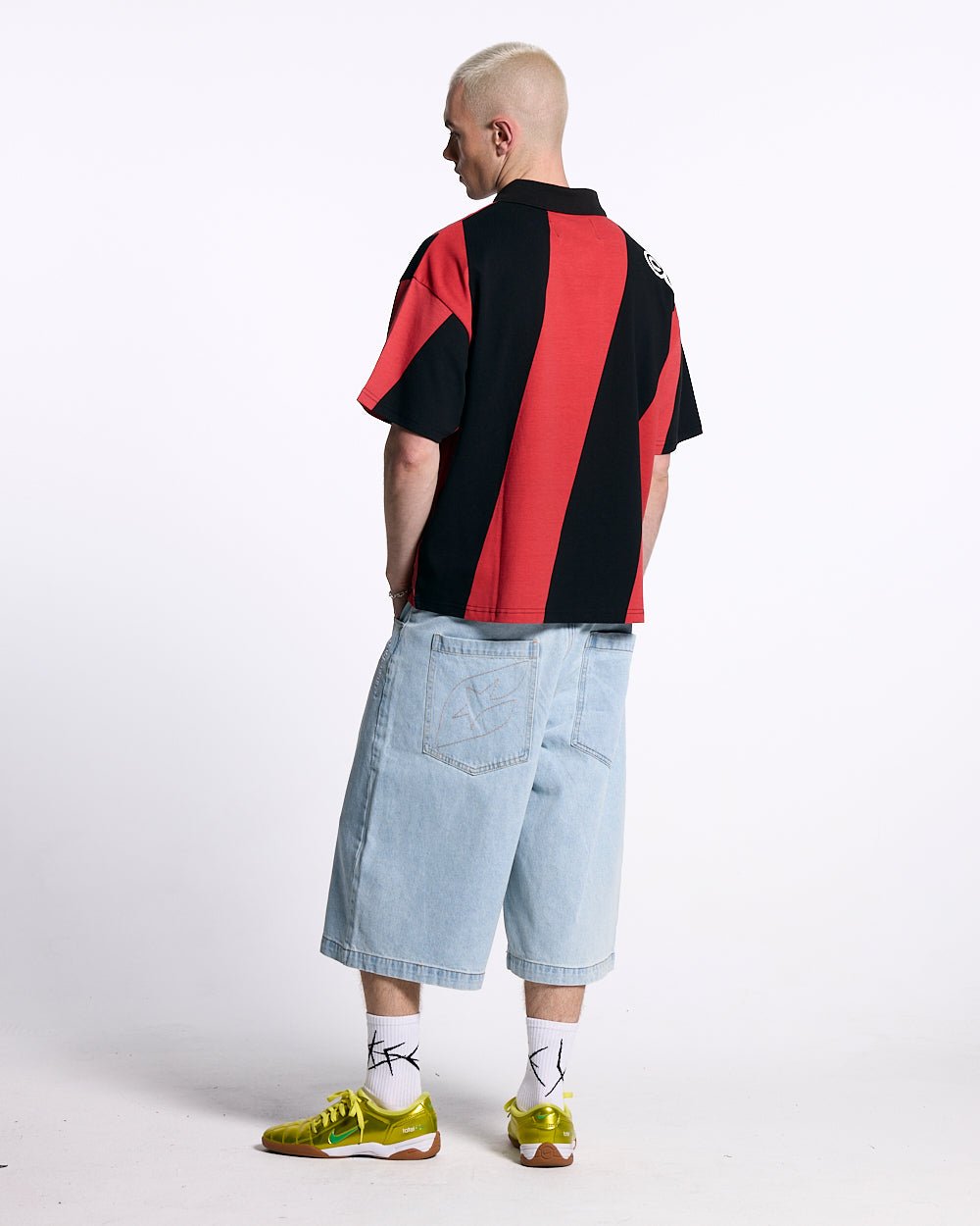 ASLANT STRIPES POLO TEE BLACK AND RED - COLD CULTURE