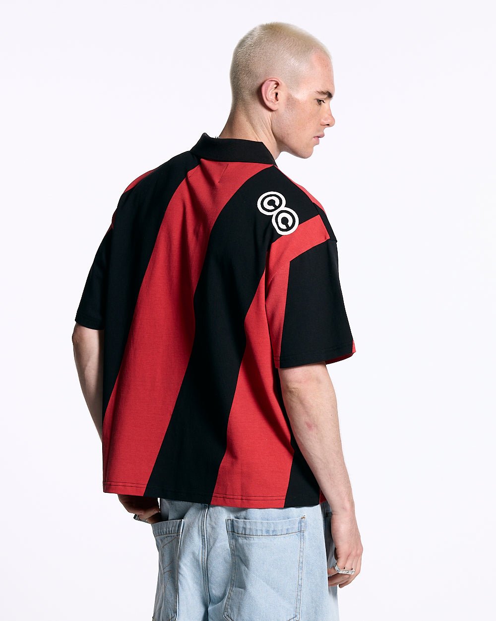 ASLANT STRIPES POLO TEE BLACK AND RED - COLD CULTURE