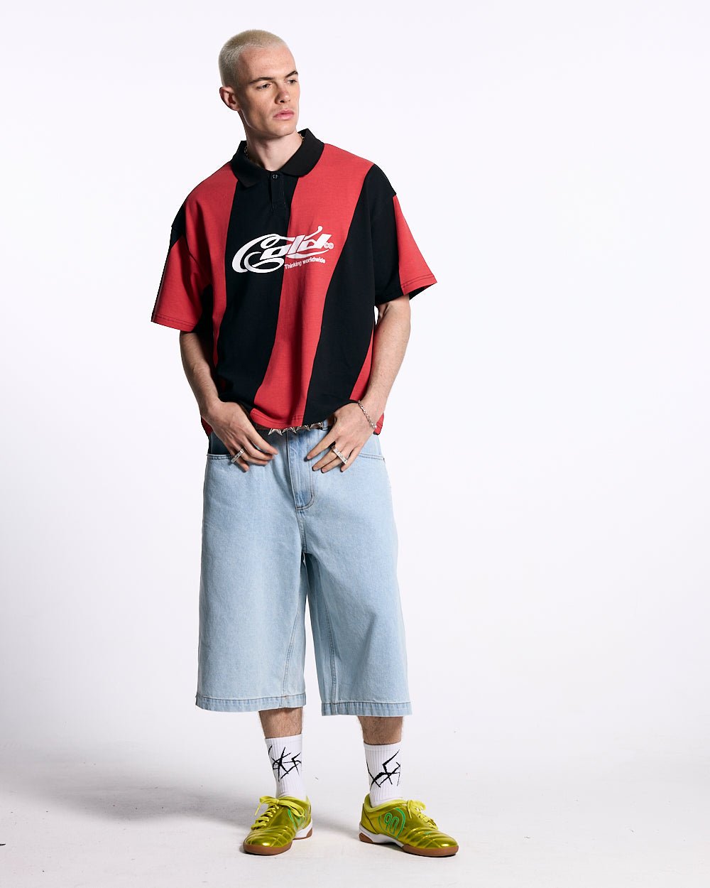 ASLANT STRIPES POLO TEE BLACK AND RED - COLD CULTURE
