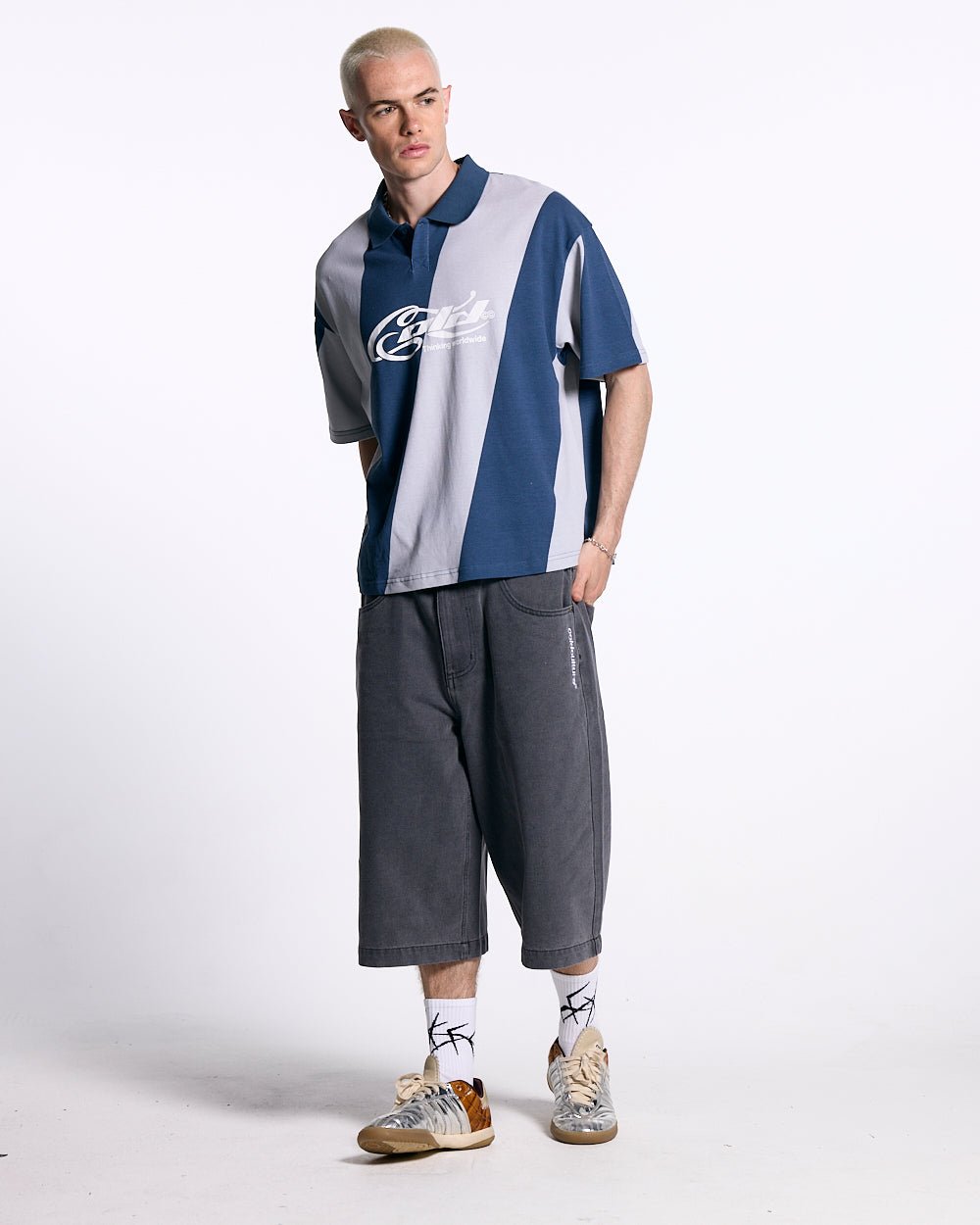 ASLANT STRIPES POLO TEE BLUE - COLD CULTURE