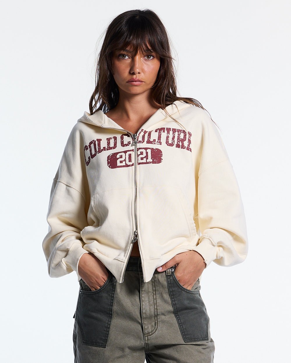 AVIATOR ZIP HOODIE WHITE - Cold Culture