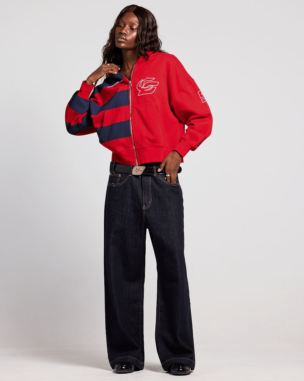 BARNA ZIP HOODIE RED & DAR BLUE - Cold Culture