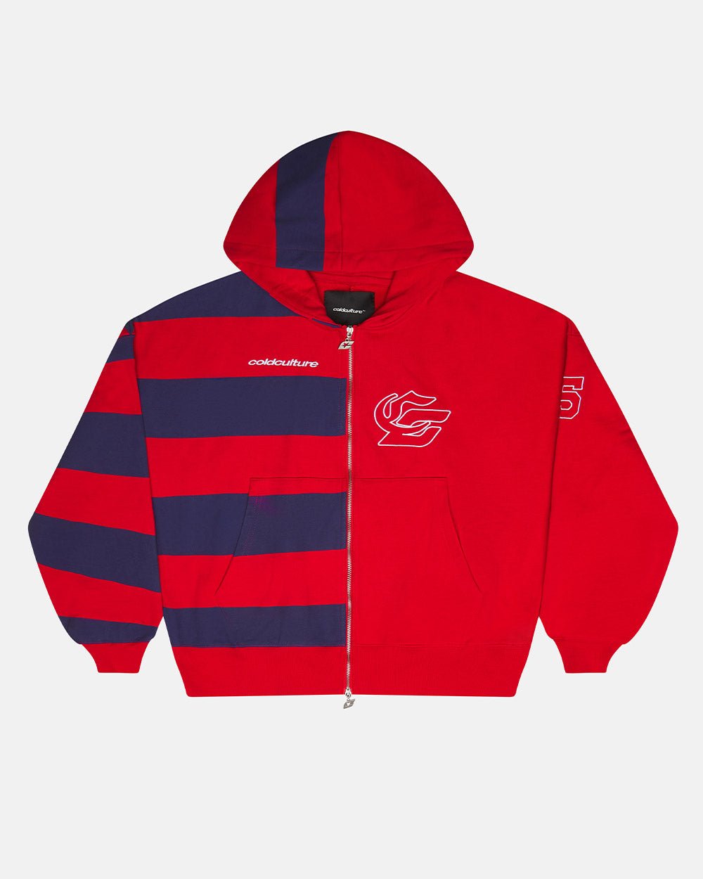 BARNA ZIP HOODIE RED & DAR BLUE - Cold Culture