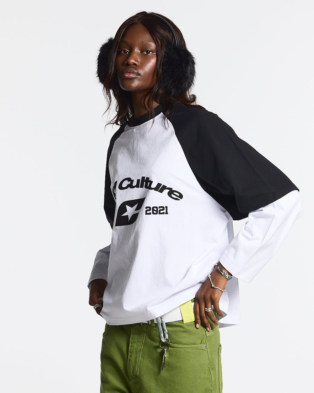 BASEBALL DOUBLE SLEEVE TEE WHITE/BLACK - COLD CULTURE