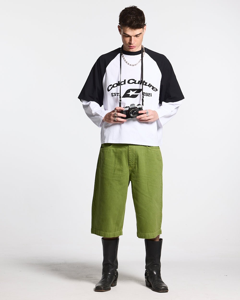 BASEBALL DOUBLE SLEEVE TEE WHITE/BLACK - COLD CULTURE