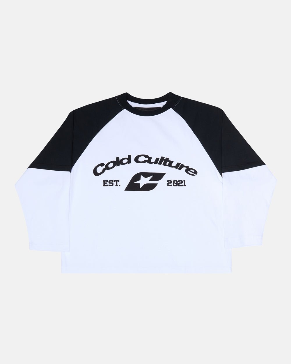 BASEBALL DOUBLE SLEEVE TEE WHITE/BLACK - COLD CULTURE