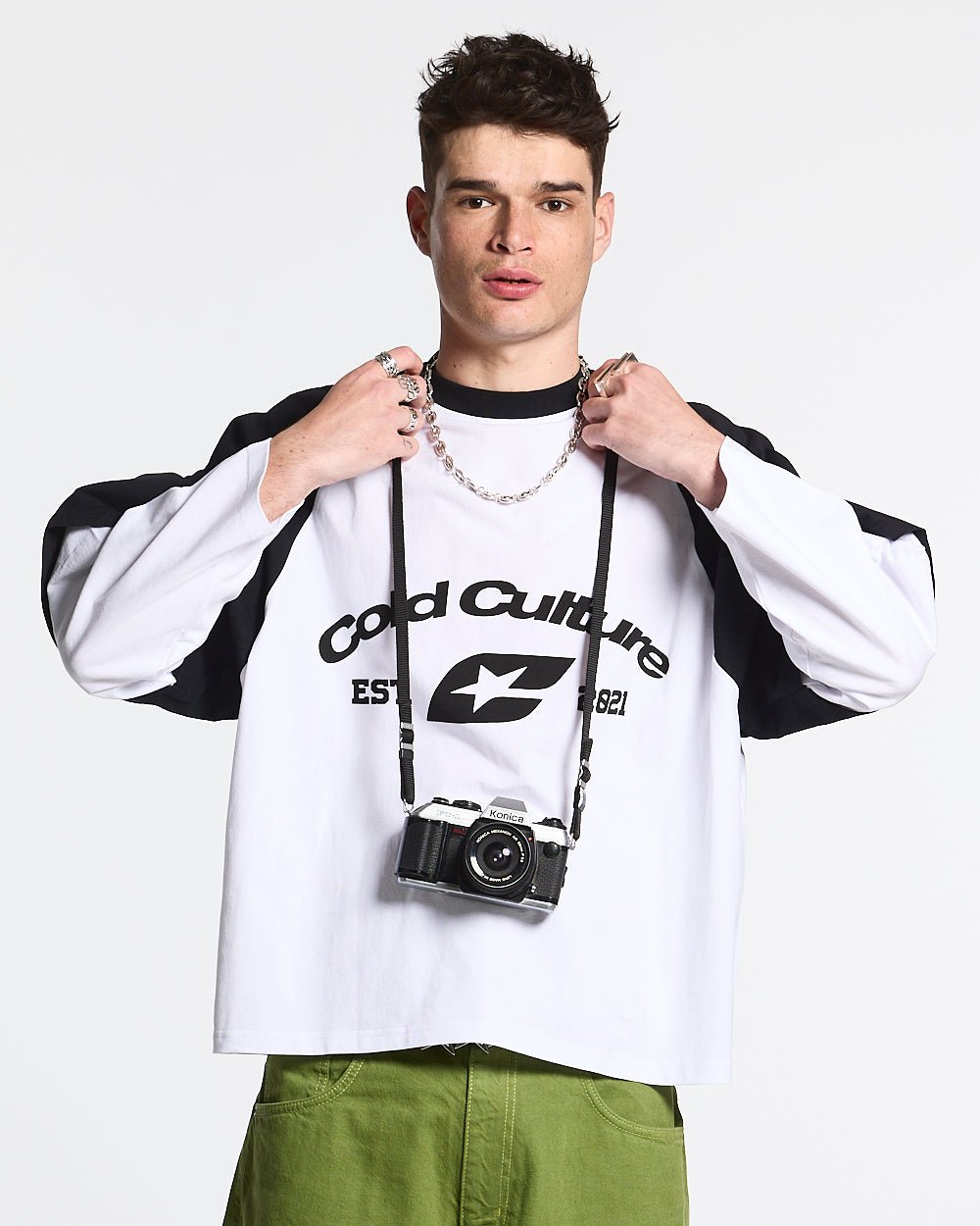 BASEBALL DOUBLE SLEEVE TEE WHITE/BLACK - COLD CULTURE
