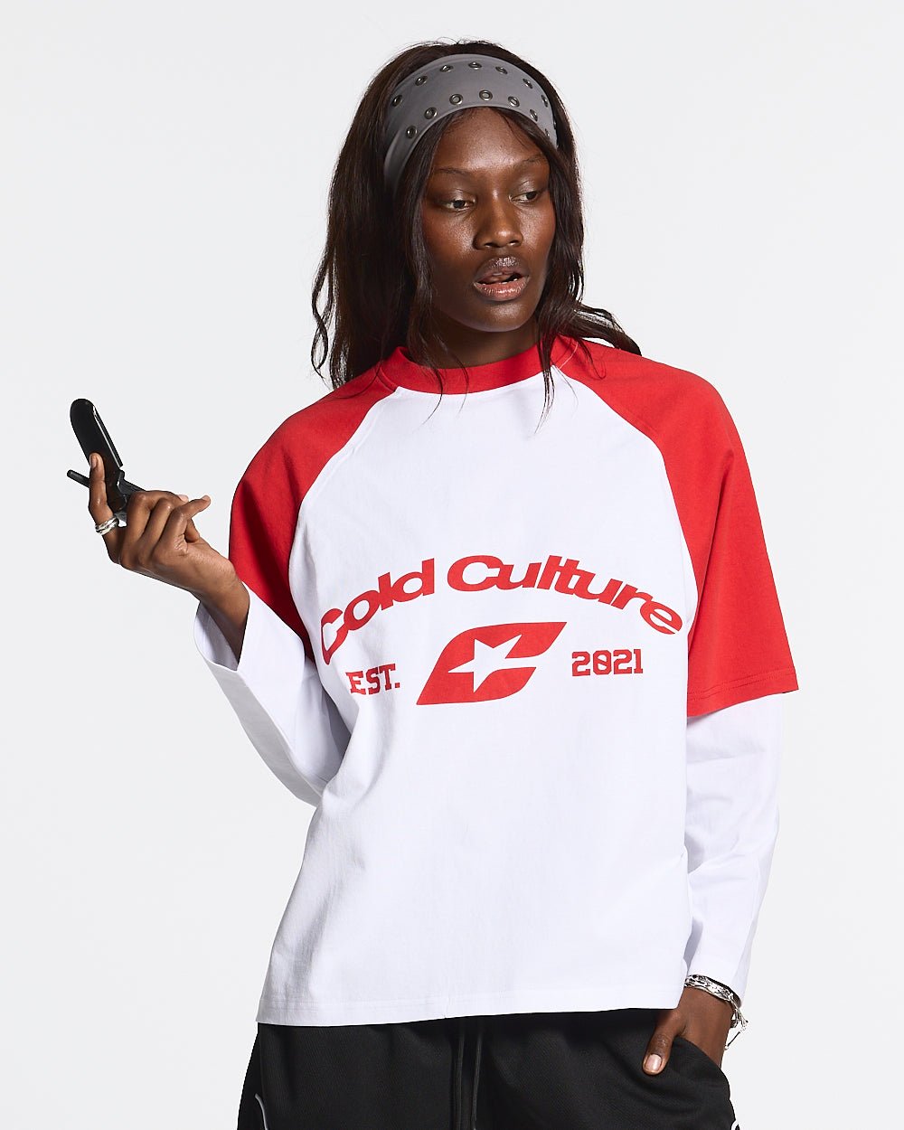 BASEBALL DOUBLE SLEEVE TEE WHITE/RED - COLD CULTURE