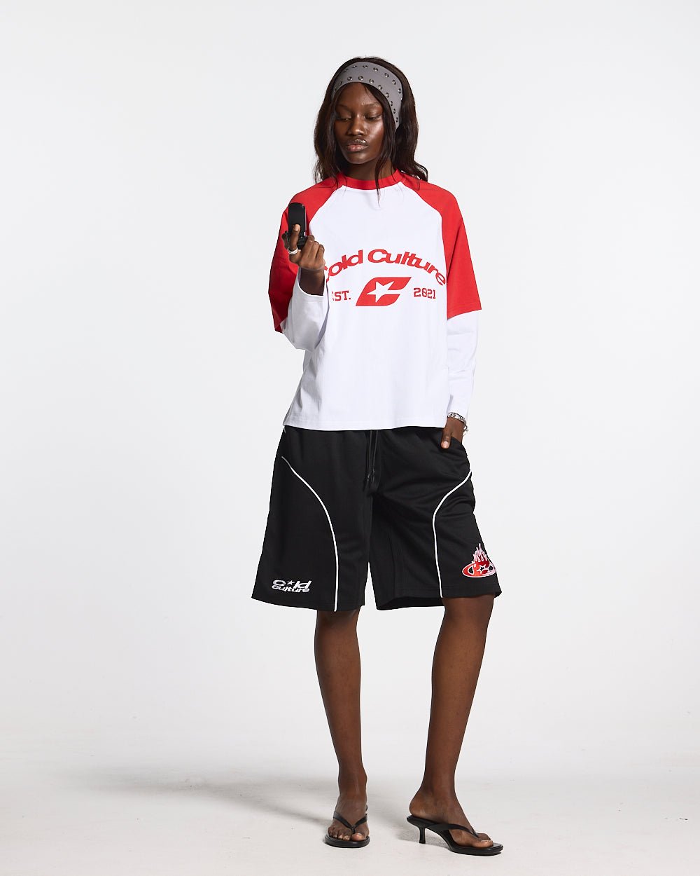 BASEBALL DOUBLE SLEEVE TEE WHITE/RED - COLD CULTURE