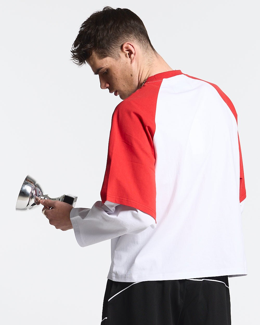 BASEBALL DOUBLE SLEEVE TEE WHITE/RED - COLD CULTURE