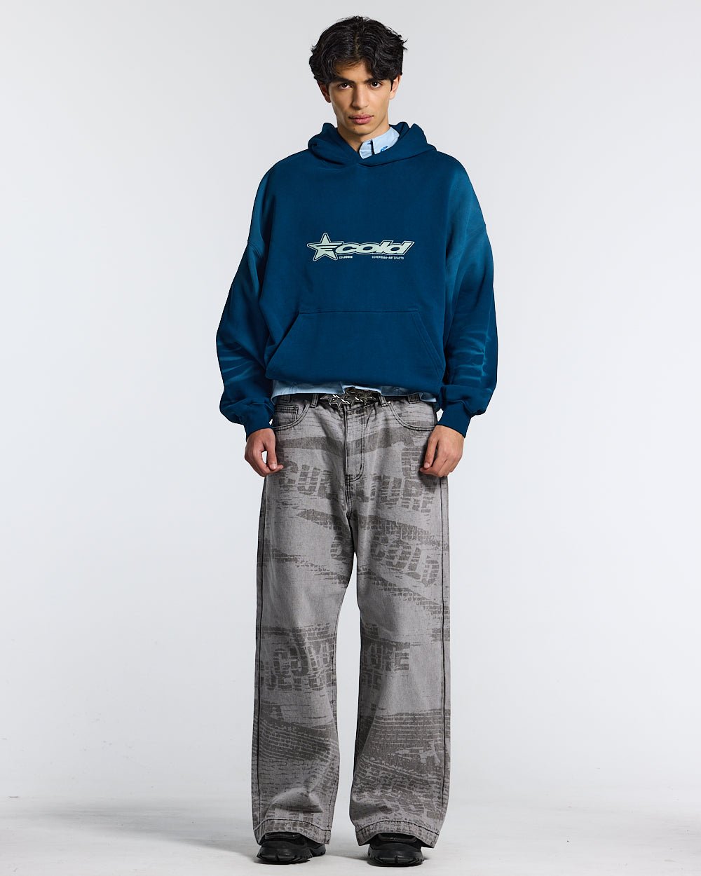 BASTION HOODIE FAKE DENIM BLUE - COLD CULTURE