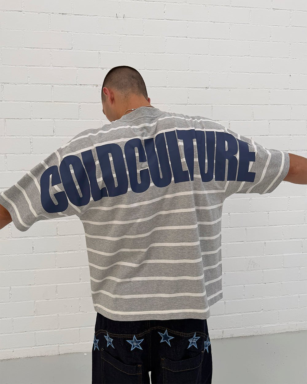 BAY STRIPE TEE GREY - Cold Culture