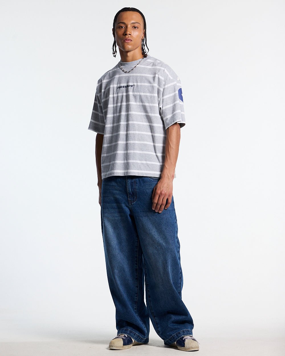 BAY STRIPE TEE GREY - Cold Culture