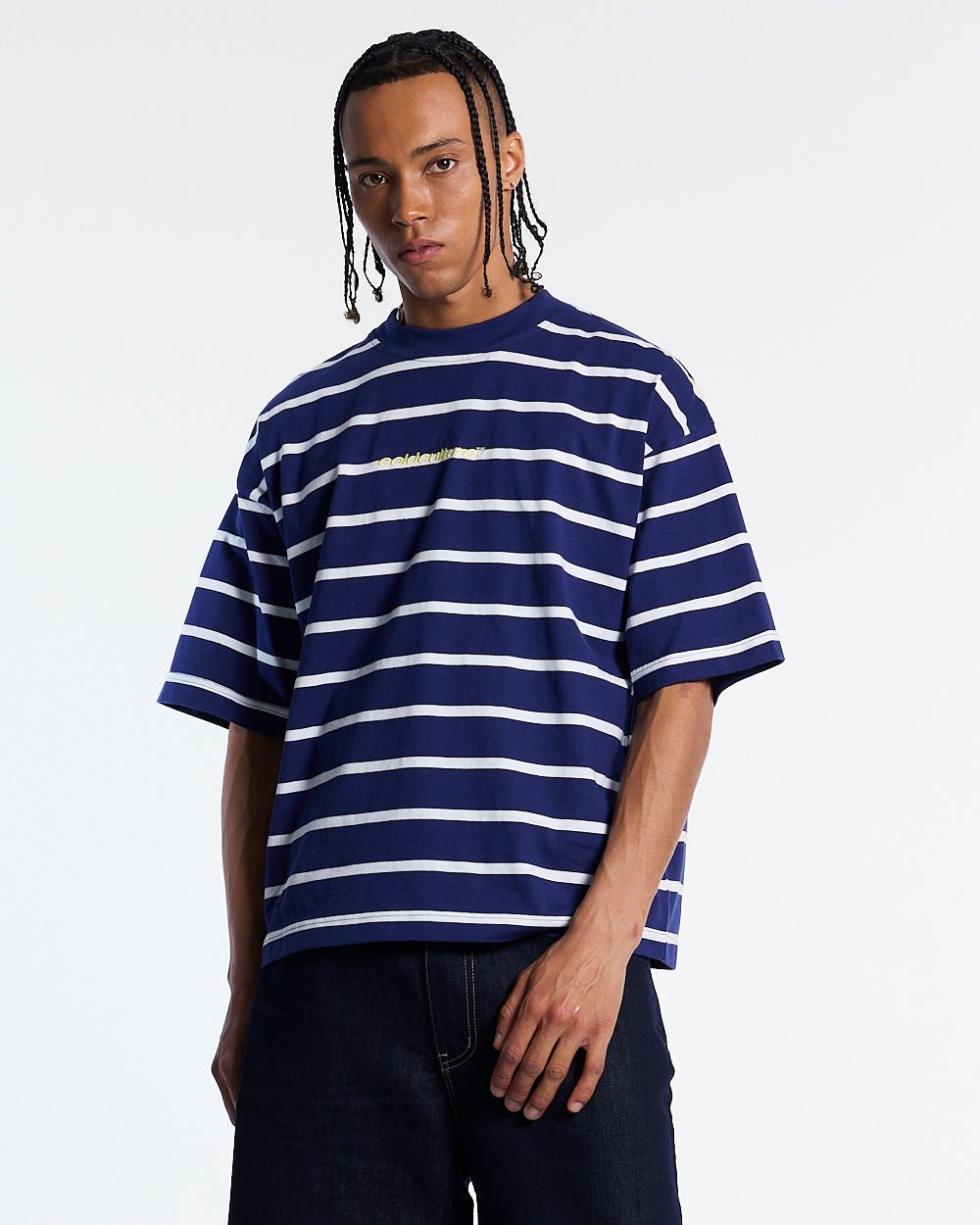 BAY STRIPE TEE NAVY - Cold Culture