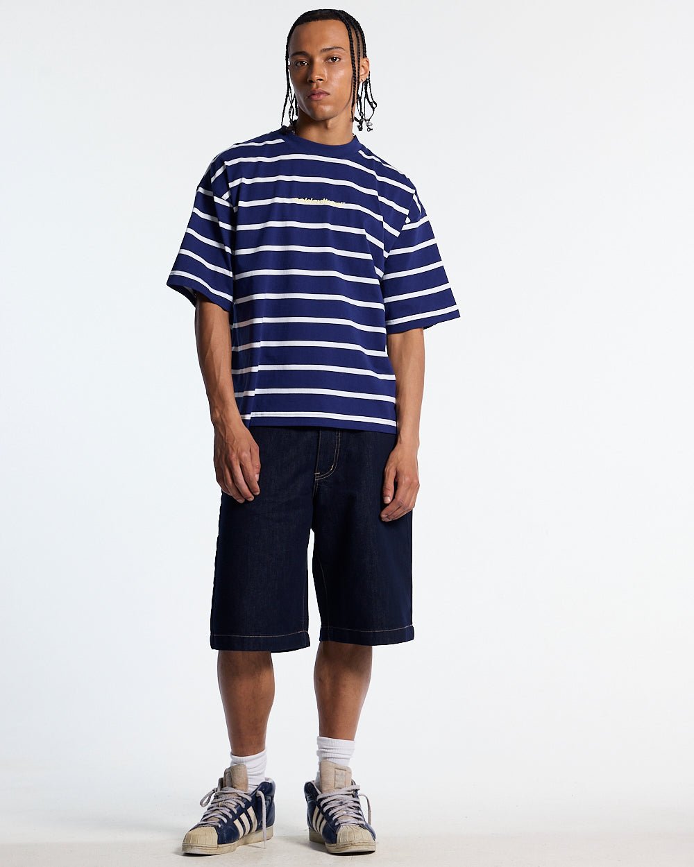 BAY STRIPE TEE NAVY - Cold Culture