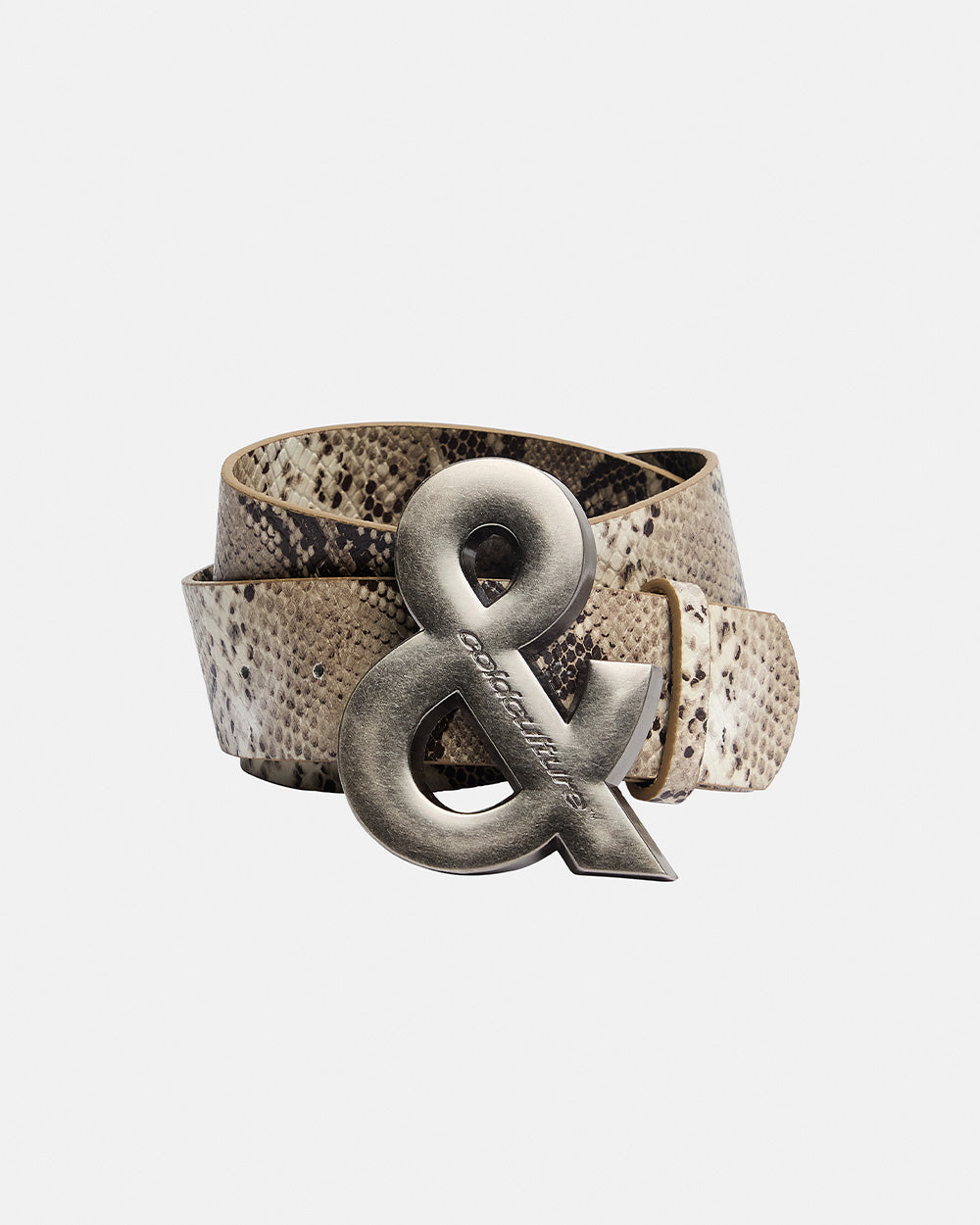 SNAKE & SKIN LEATHER BELT BEIGE