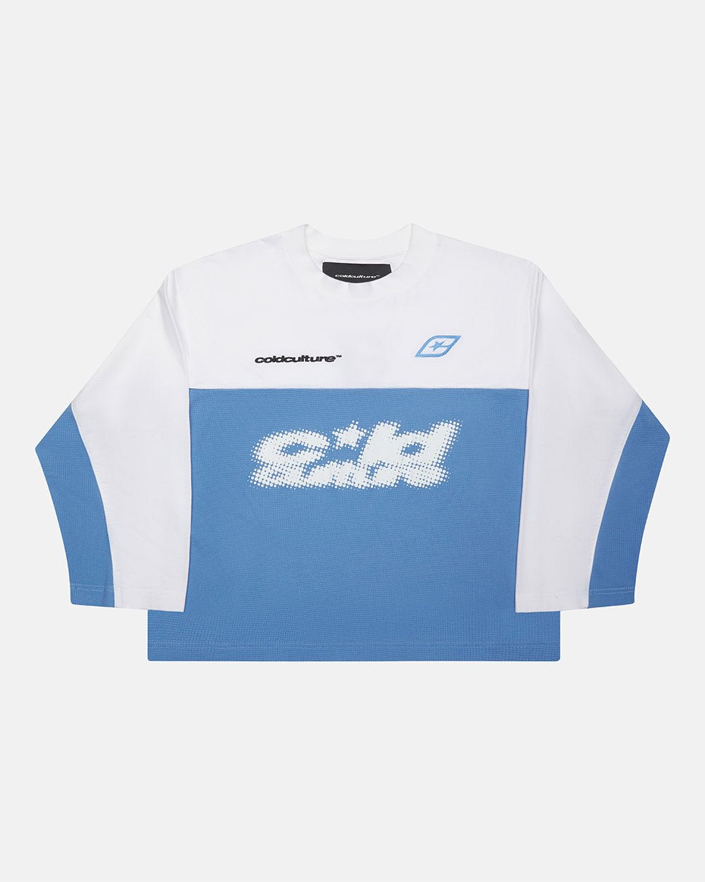 BICOLOR WAFFLE LONGSLEEVE BLUE & WHITE - Cold Culture