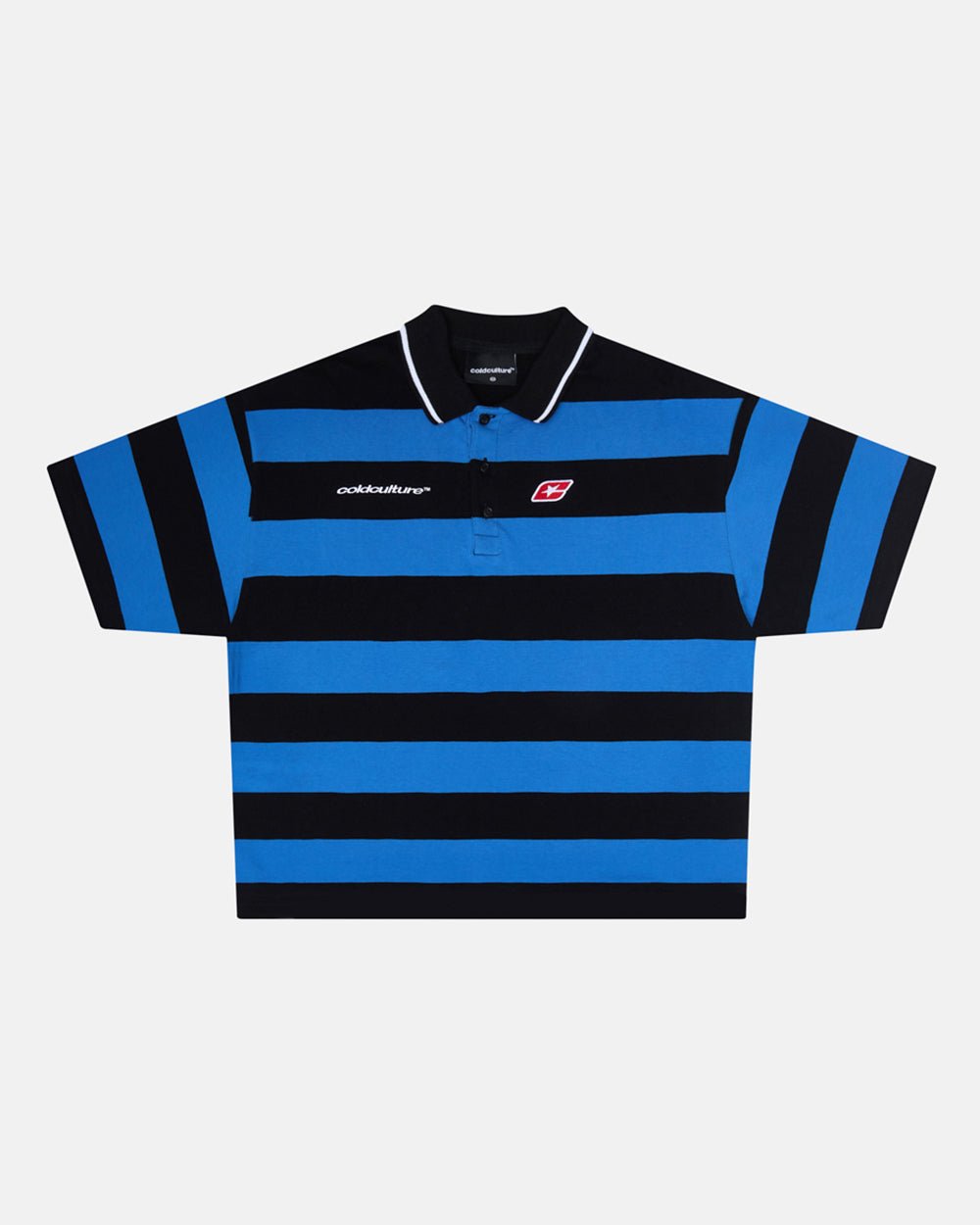 BIG STRIPES POLO T - SHIRT JASPER BLUE - COLD CULTURE