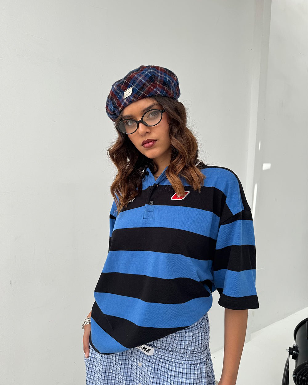 BIG STRIPES POLO T - SHIRT JASPER BLUE - COLD CULTURE