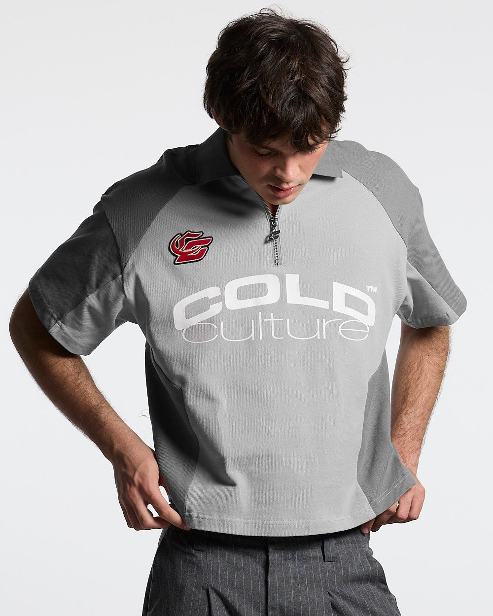 BIKER POLO LIGHT GREY - Cold Culture