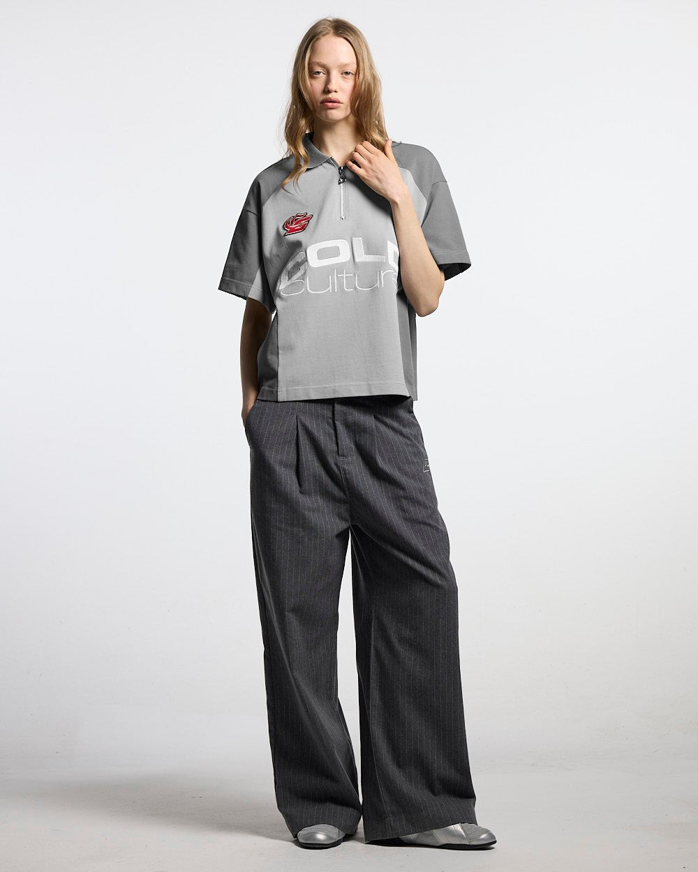 BIKER POLO LIGHT GREY - Cold Culture