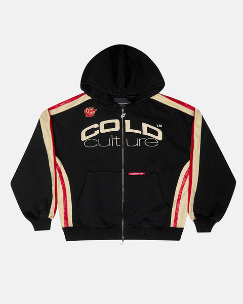 BIKER ZIP HOODIE BLACK