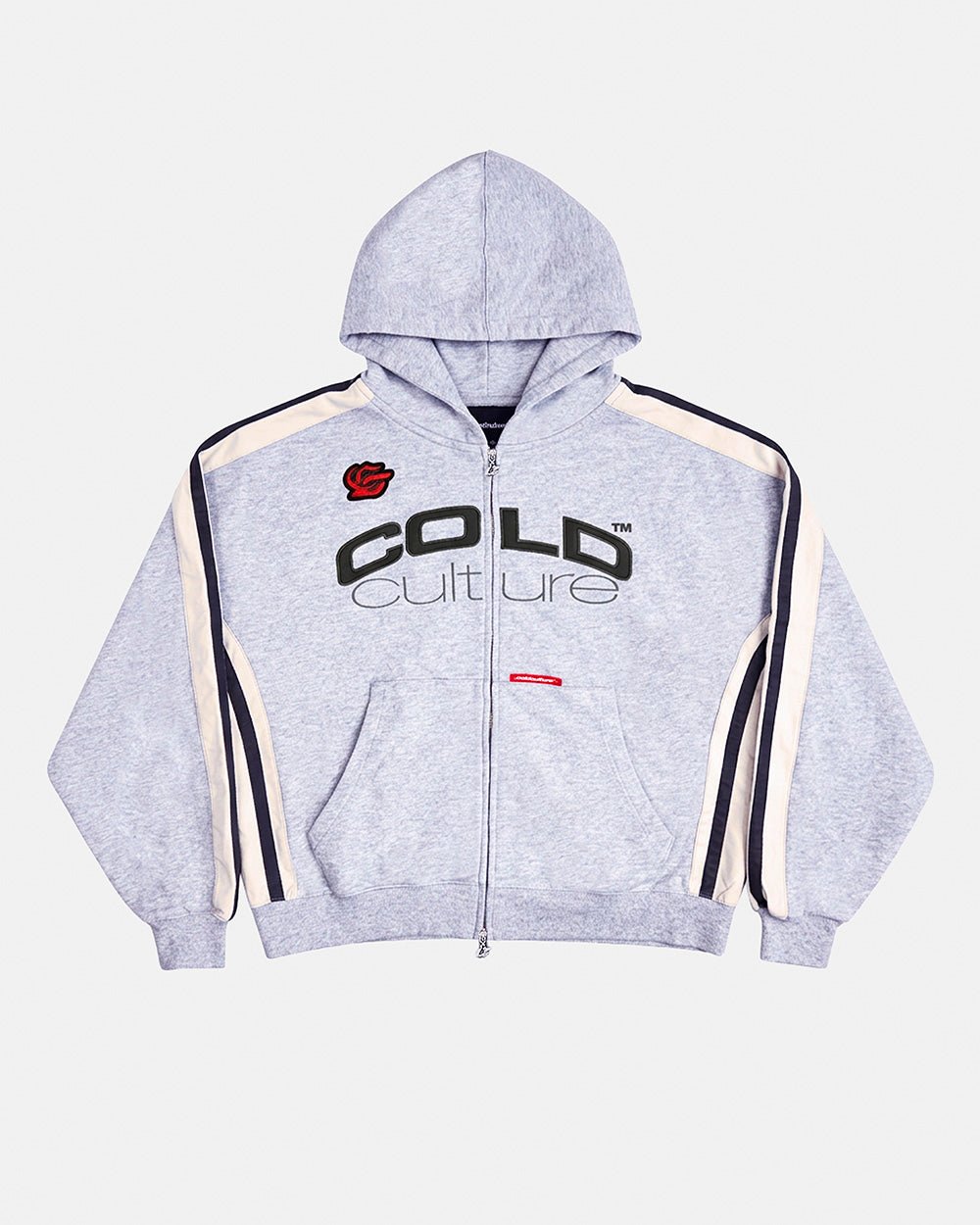 BIKER ZIP HOODIE HEATHER GREY - Cold Culture