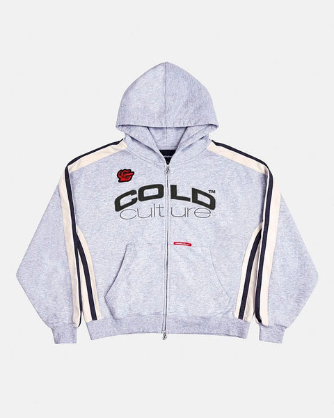 BIKER ZIP HOODIE HEATHER GREY