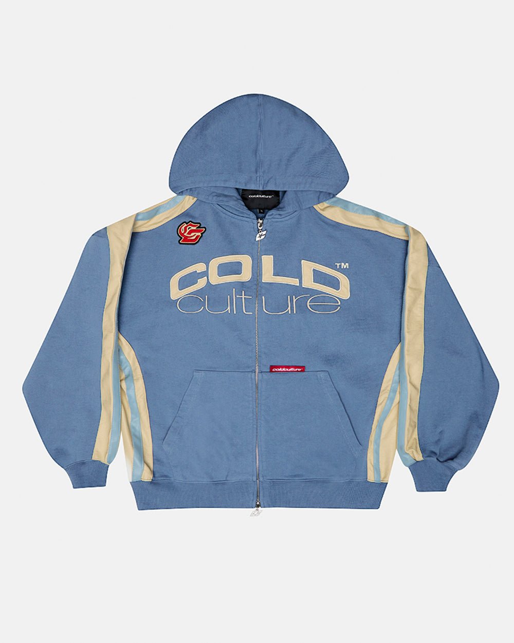 BIKER ZIP HOODIE NAVY - Cold Culture