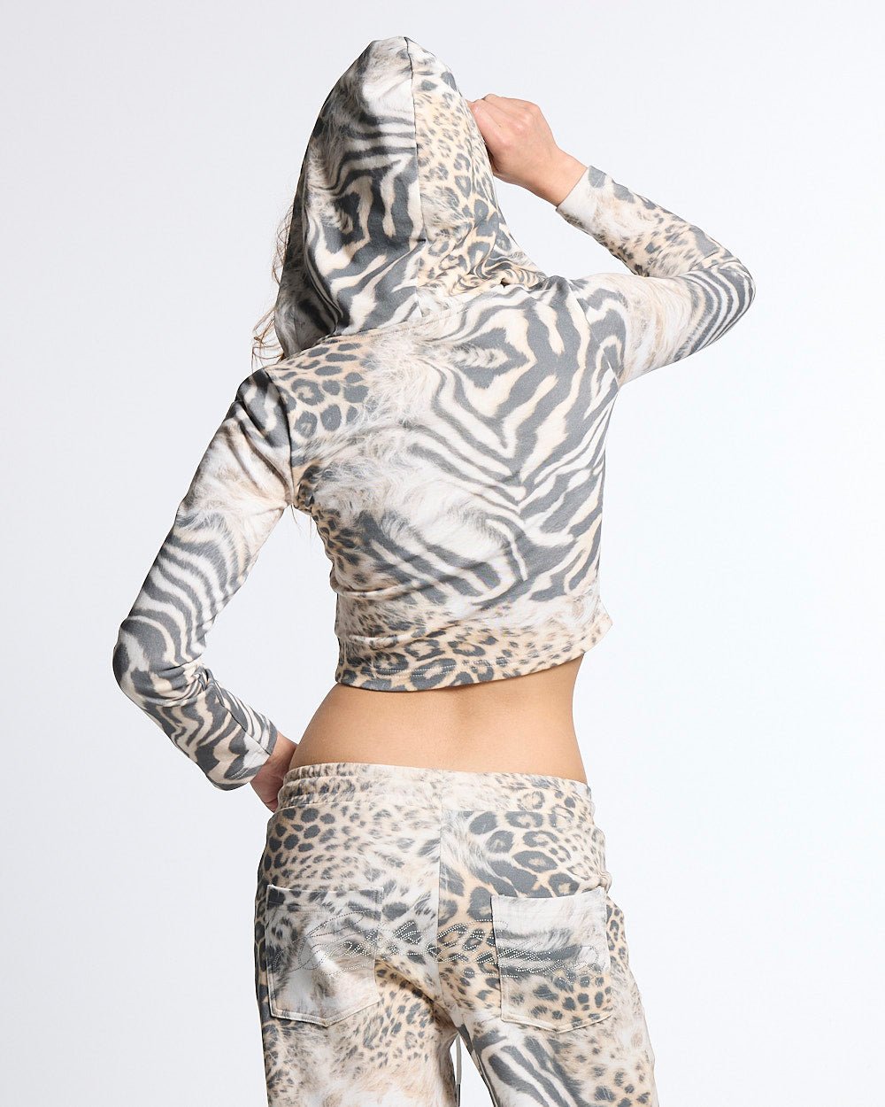 BLING ZIP HOODIE LEOPARD - Cold Culture