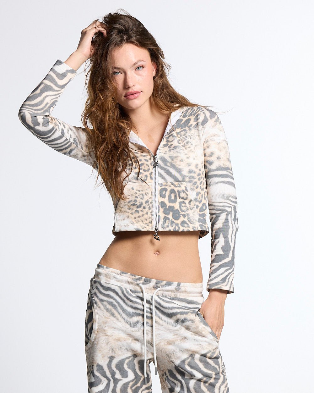 BLING ZIP HOODIE LEOPARD - Cold Culture