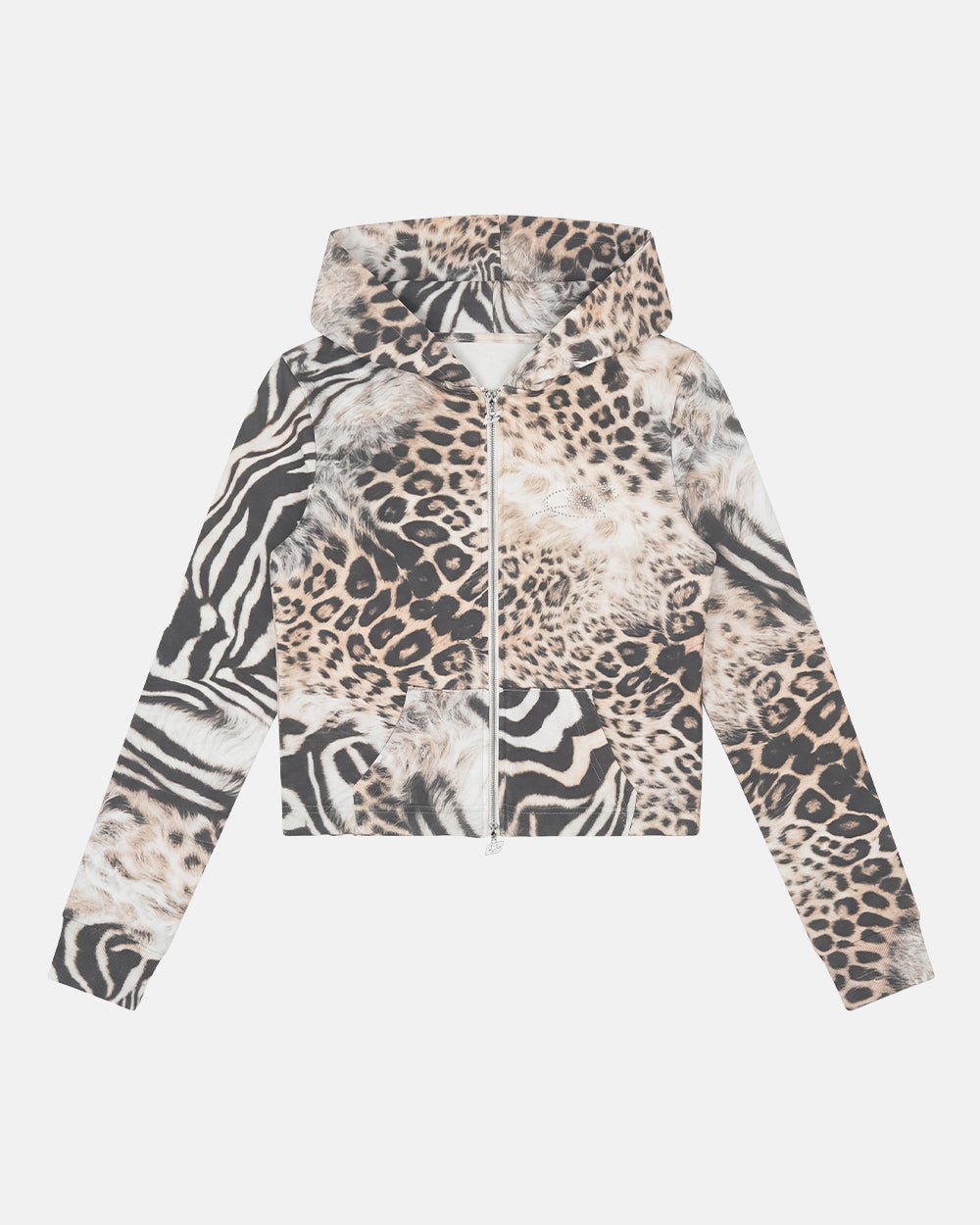 BLING ZIP HOODIE LEOPARD - Cold Culture