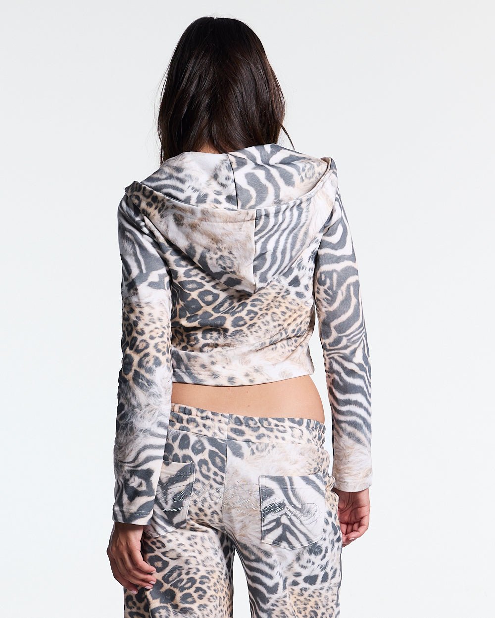 BLING ZIP HOODIE LEOPARD - Cold Culture