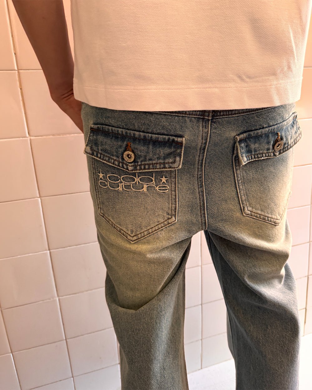 BLURRED V5 BOOTCUT PANTS LIGHT DENIM - Cold Culture