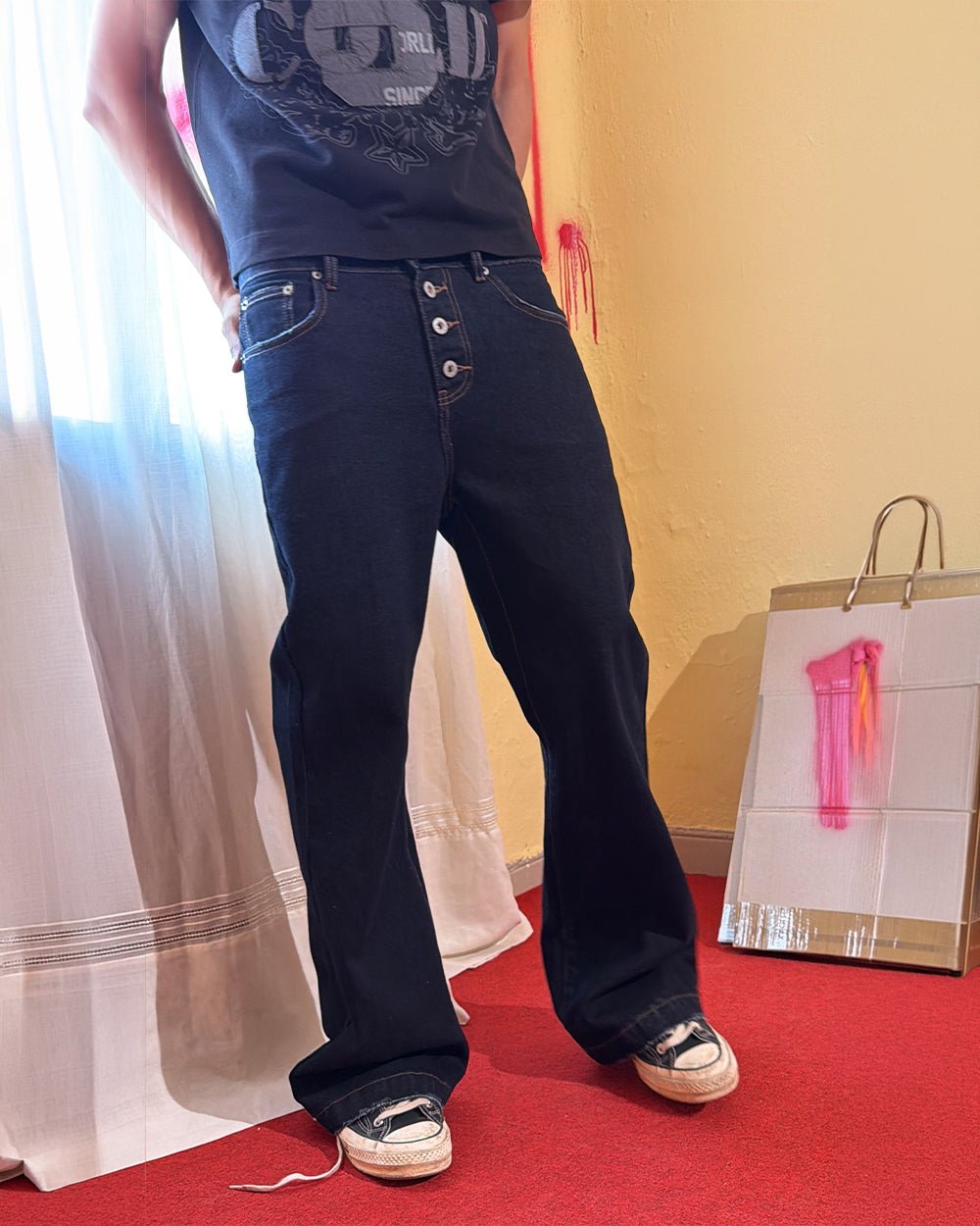 BLURRED V5 BOOTCUT PANTS RAW DENIM - Cold Culture