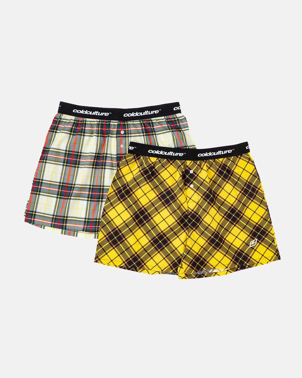 BOXERS SQUARES PACK YELLOW/CREAM TARTAN - COLD CULTURE
