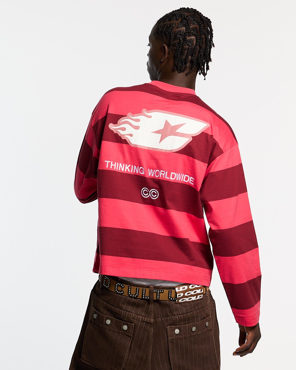 BURNIN STRIPES LONGSLEEVE BURGUNDY - Cold Culture