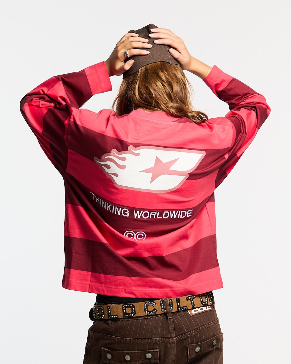 BURNIN STRIPES LONGSLEEVE BURGUNDY - Cold Culture