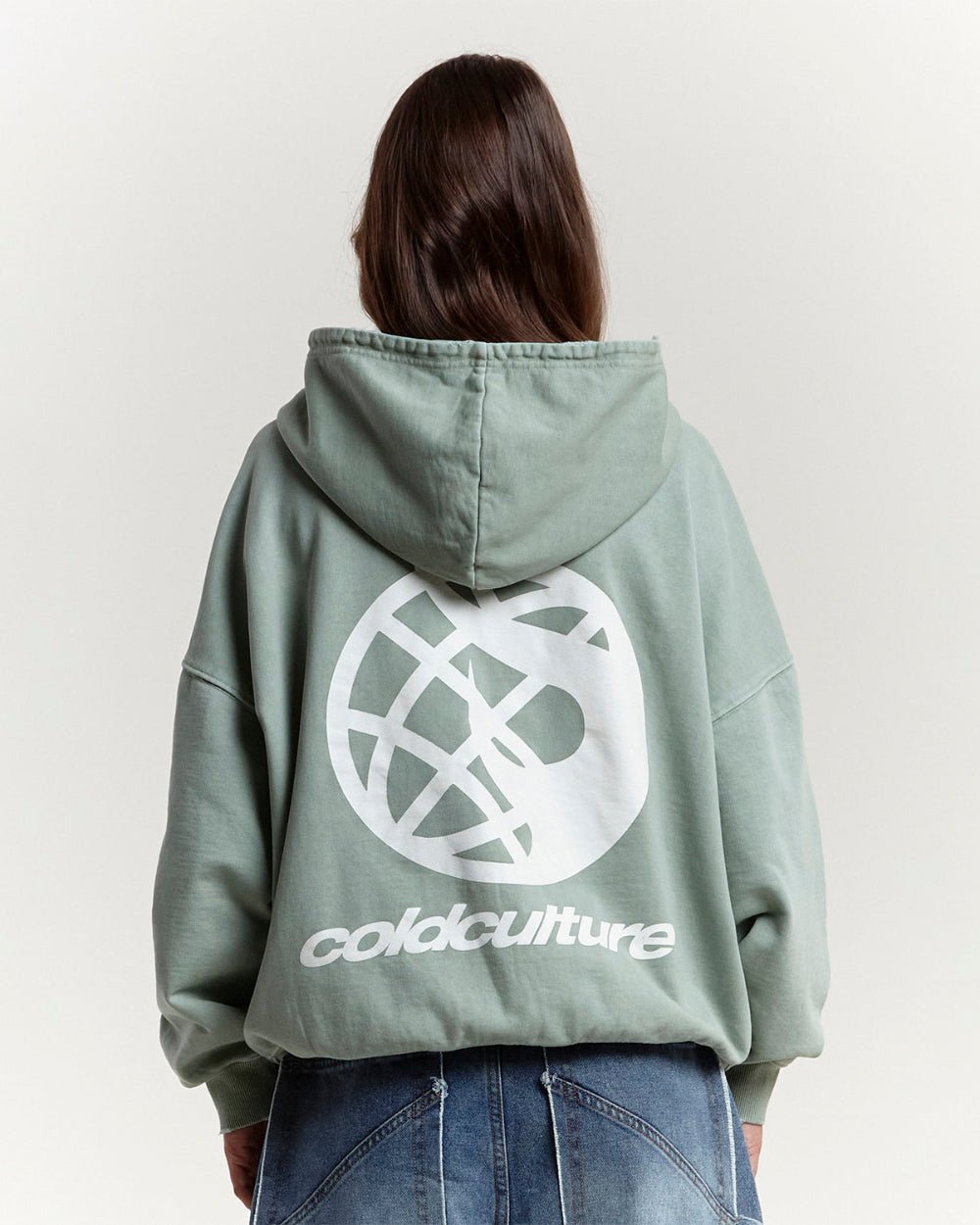 BURNING ZIP HOODIE +WASHED MARINE GREEN - COLD CULTURE