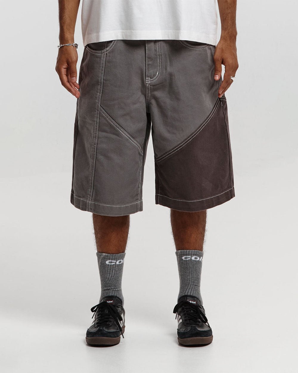 BUTTERFLY V2 SHORTS GREY/BLACK DENIM - COLD CULTURE